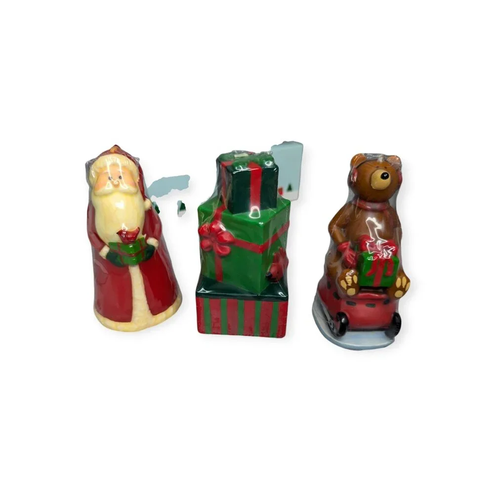 The White Barn Candle Co North Pole Figural Candle Trio-Santa, Presents, Snowman